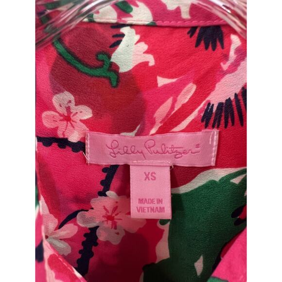 Lilly Pulitzer Womens “A Thing Called Love” Print Button Down Blouse Size XS - Picture 4 of 10
